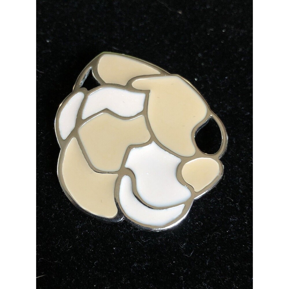 Vintage Kelly Waters Enamel Abstract Art Pin/Pendant Silvertone Beige Toned